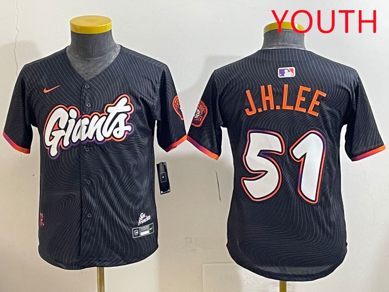 Youth San Francisco Giants 51 J.H.Lee Black Joint Name 2025 Nike MLB Jersey style 1